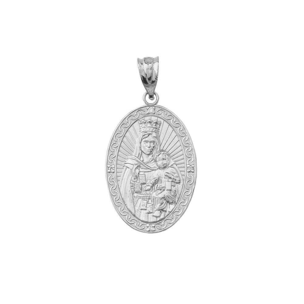 Virgen Del Carmen Engravable Pendant Necklace in Sterling Silver, view 3