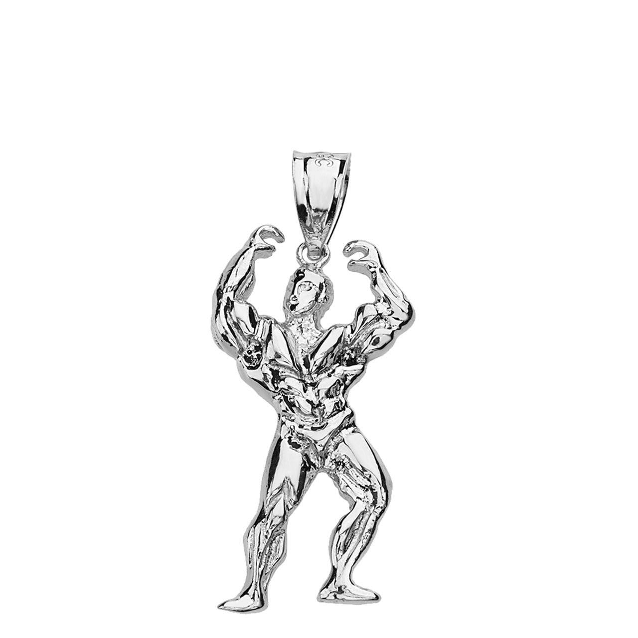Weightlifting Fitness Sport Bodybuilder Pendant Necklace in Solid Gold, view 7
