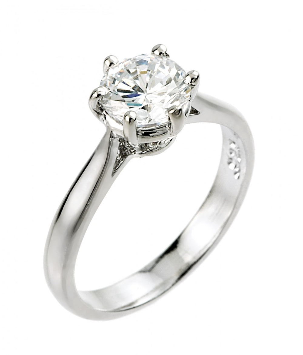 White Gold 1 ct CZ (6 mm) Solitaire Engagement Ring