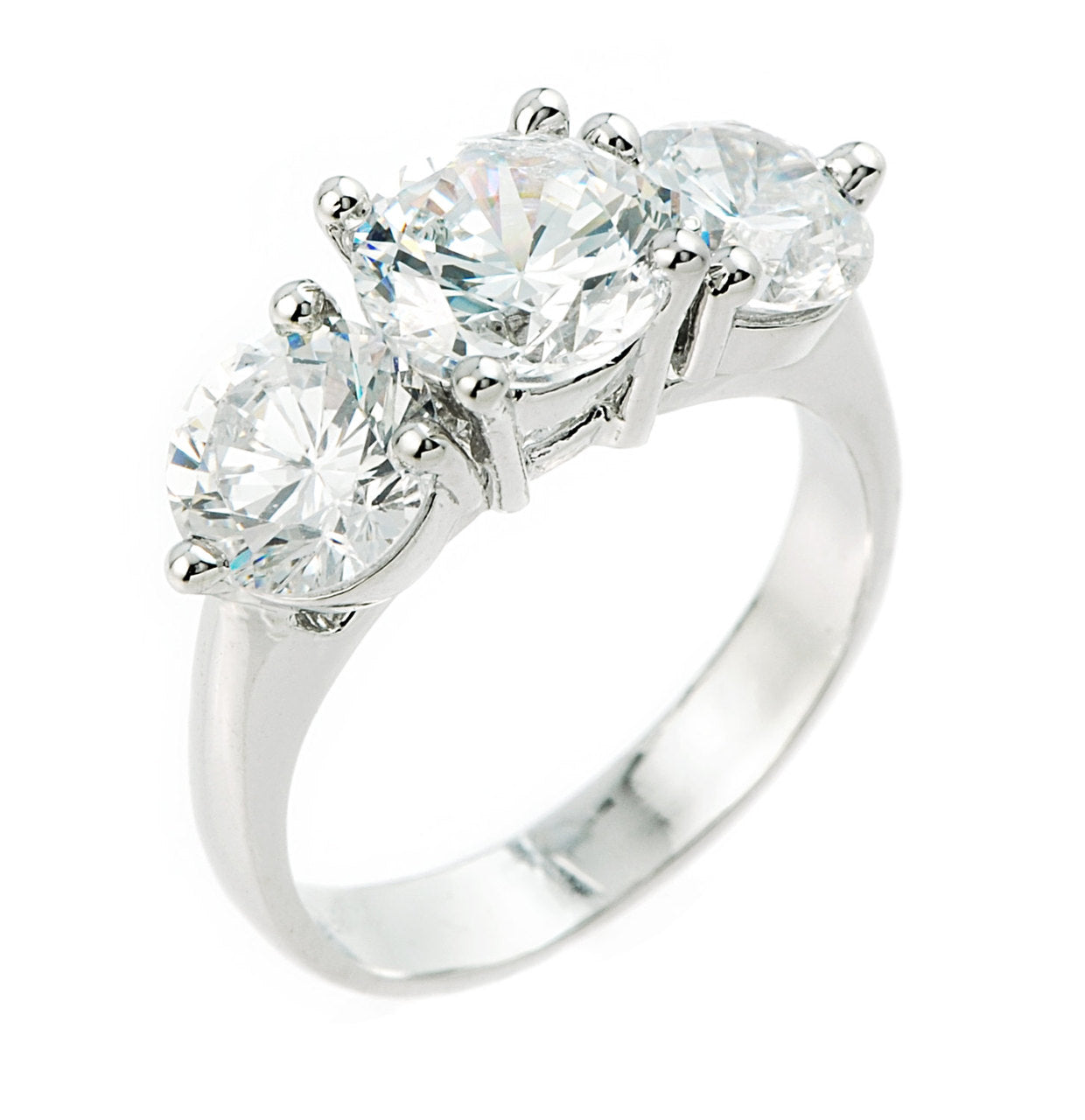 White Gold 3 Stone Cubic Zirconia Engagement Wedding Ring