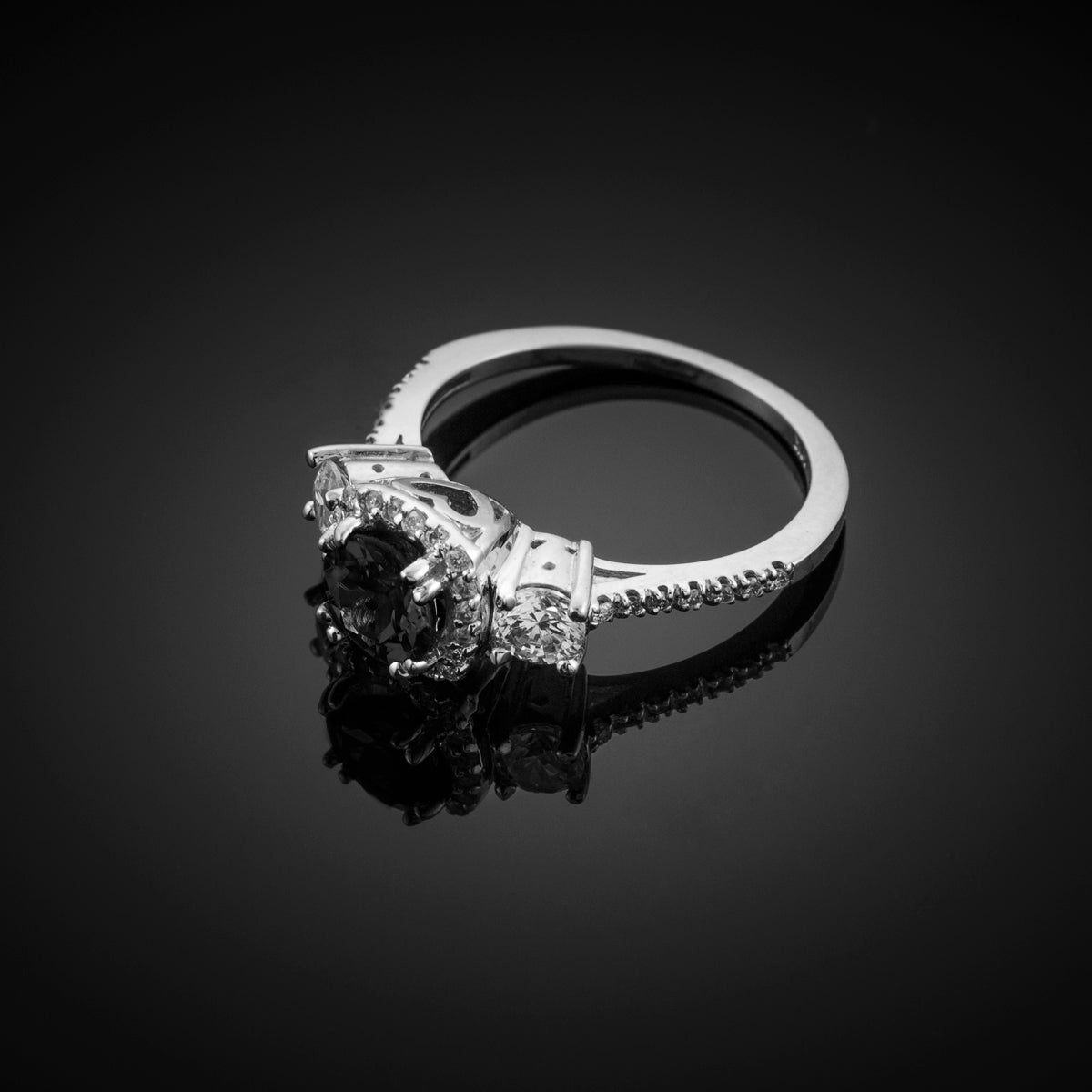 White Gold Black Diamond Engagement Ring, view 2