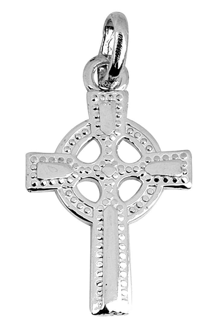 White Gold Celtic Irish Cross Pendant