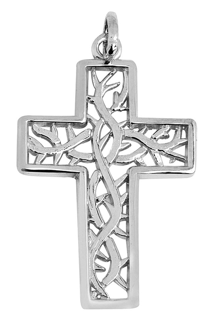 White Gold Celtic Trinity Cross Pendant Necklace, view 2