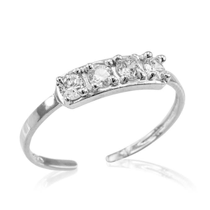 White Gold CZ Toe Ring