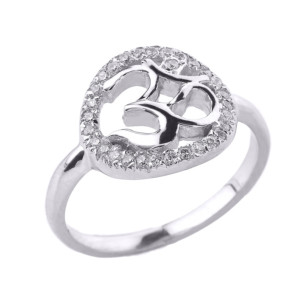 White Gold Diamonds Studded Om/Ohm Jewelry