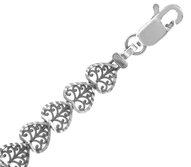 White Gold Heart Bracelet