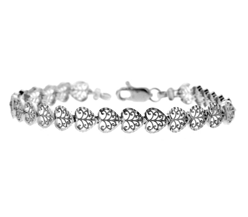 White Gold Heart Bracelet, view 2