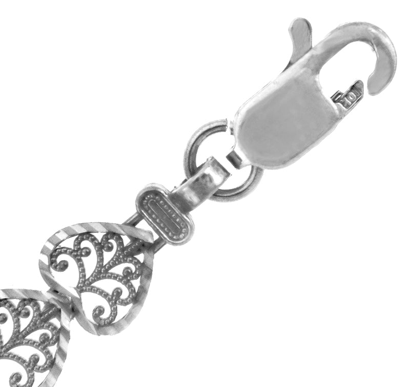 White Gold Heart Bracelet, view 3