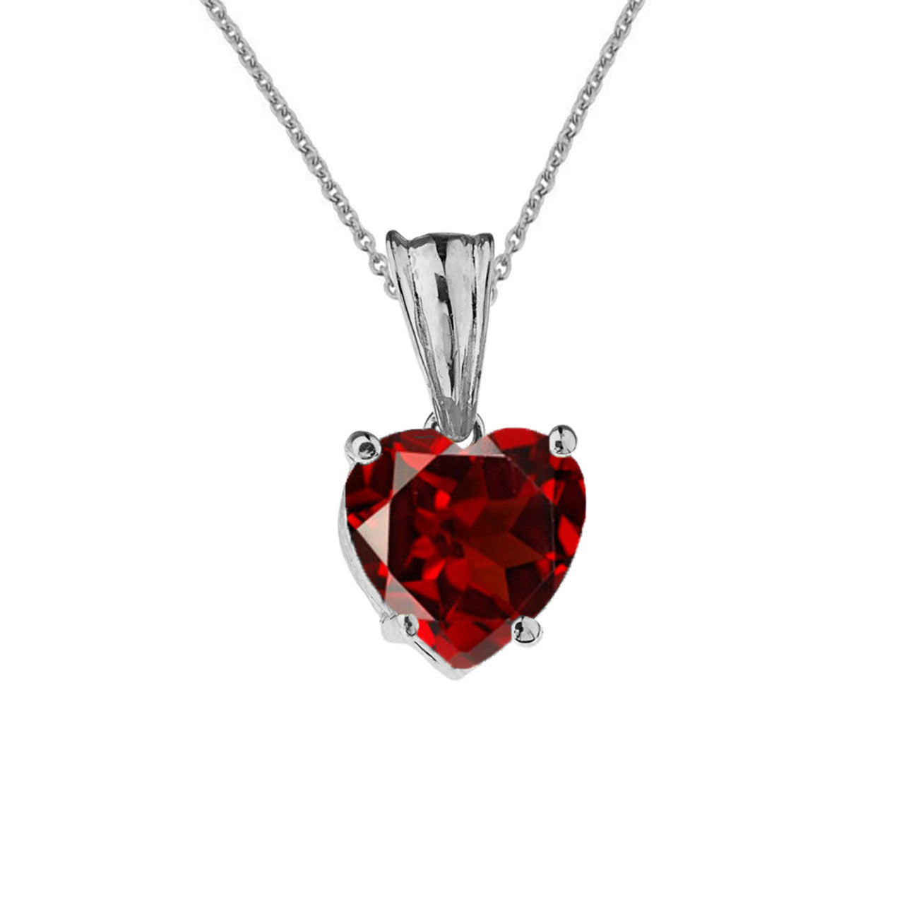 White Gold Heart Personalized Birthstone Pendant Necklace, view 4