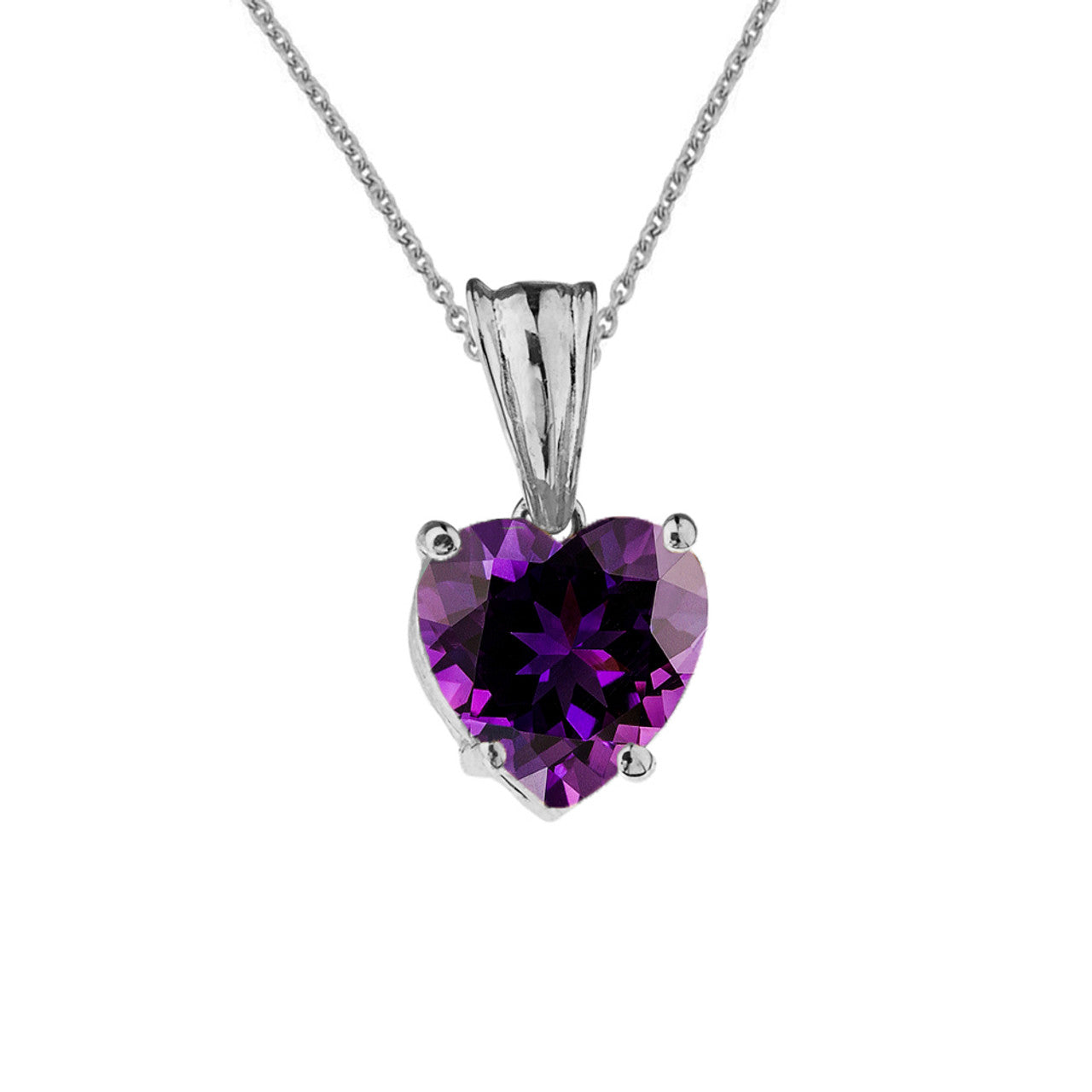 White Gold Heart Personalized Birthstone Pendant Necklace, view 5