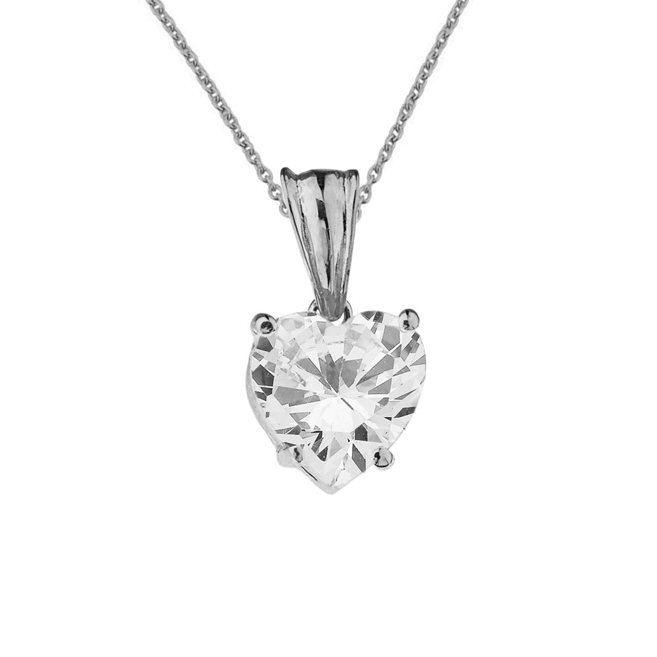 White Gold Heart Personalized Birthstone Pendant Necklace, view 7