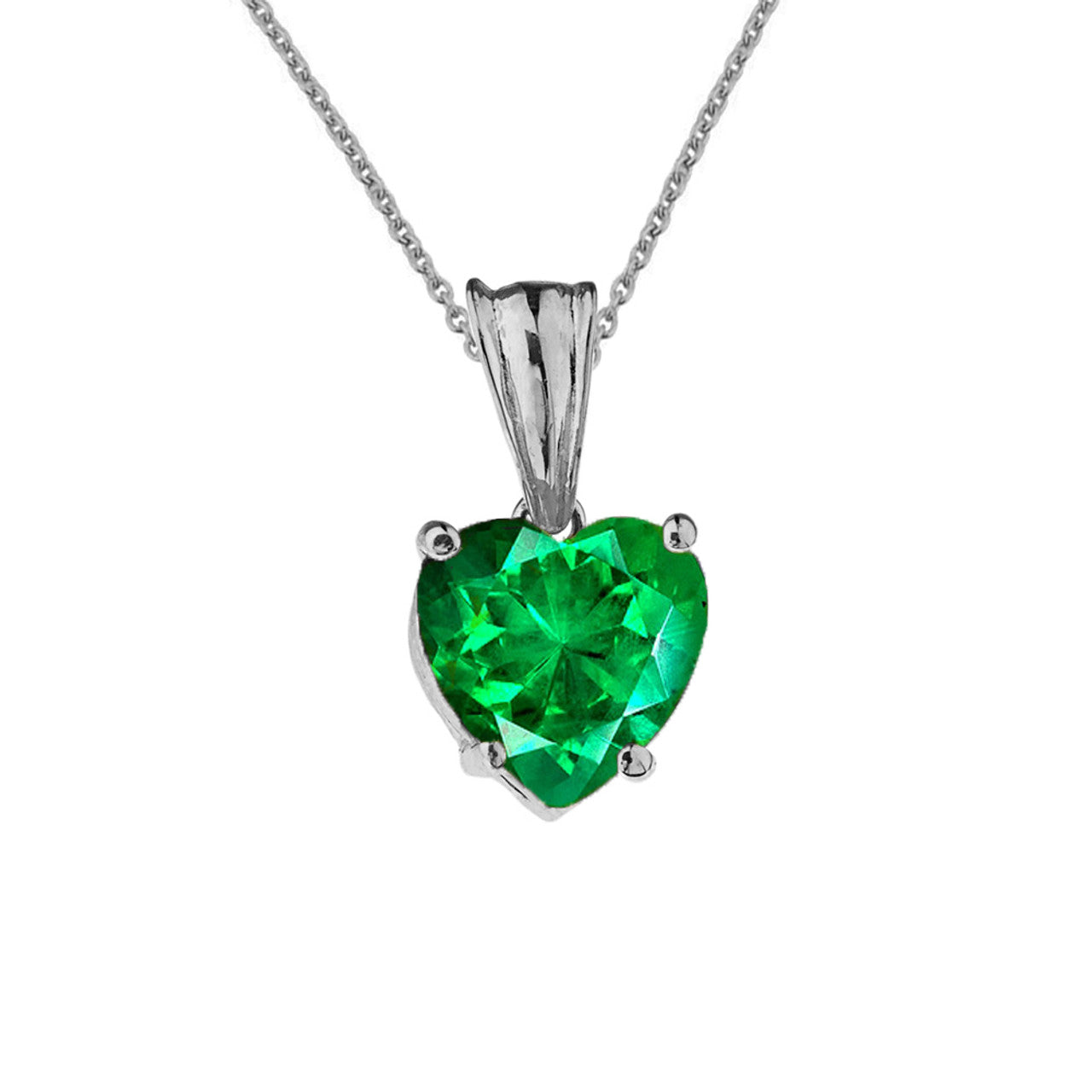 White Gold Heart Personalized Birthstone Pendant Necklace, view 8