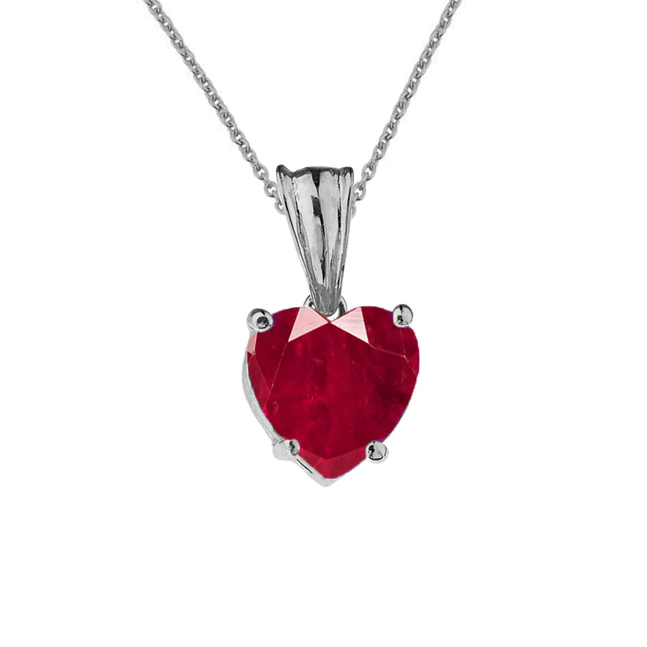 White Gold Heart Personalized Birthstone Pendant Necklace, view 9