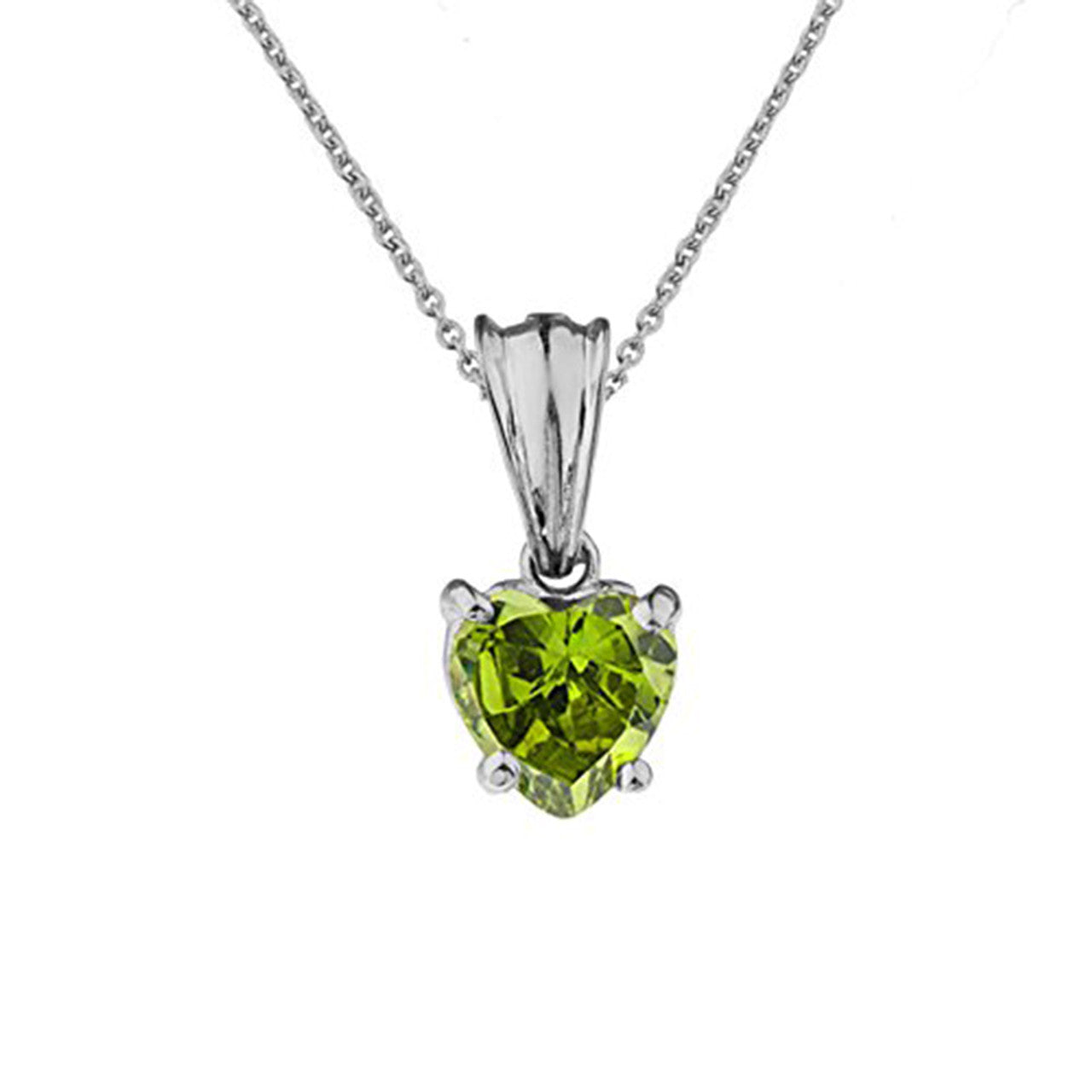 White Gold Heart Personalized Birthstone Pendant Necklace, view 11