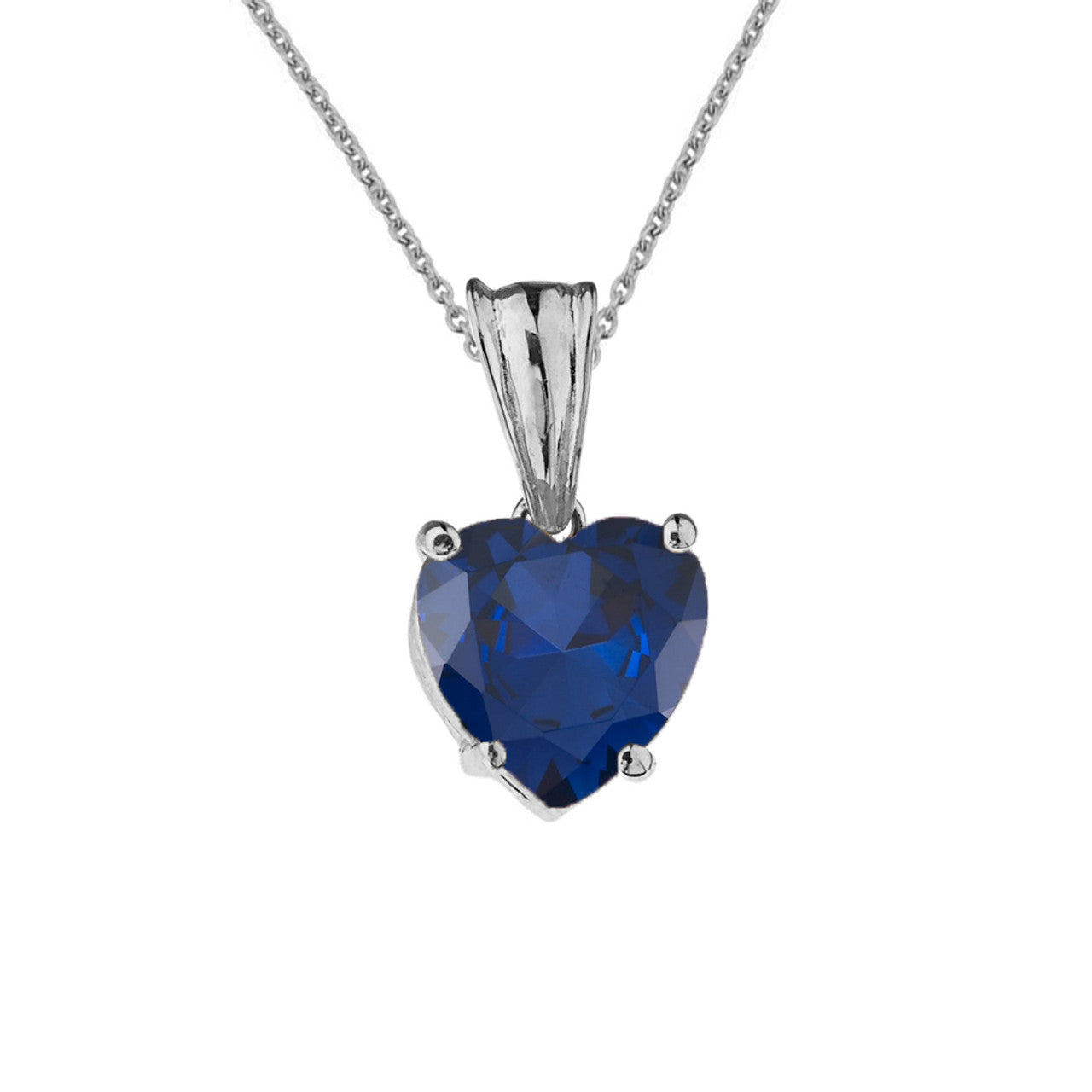 White Gold Heart Personalized Birthstone Pendant Necklace, view 12