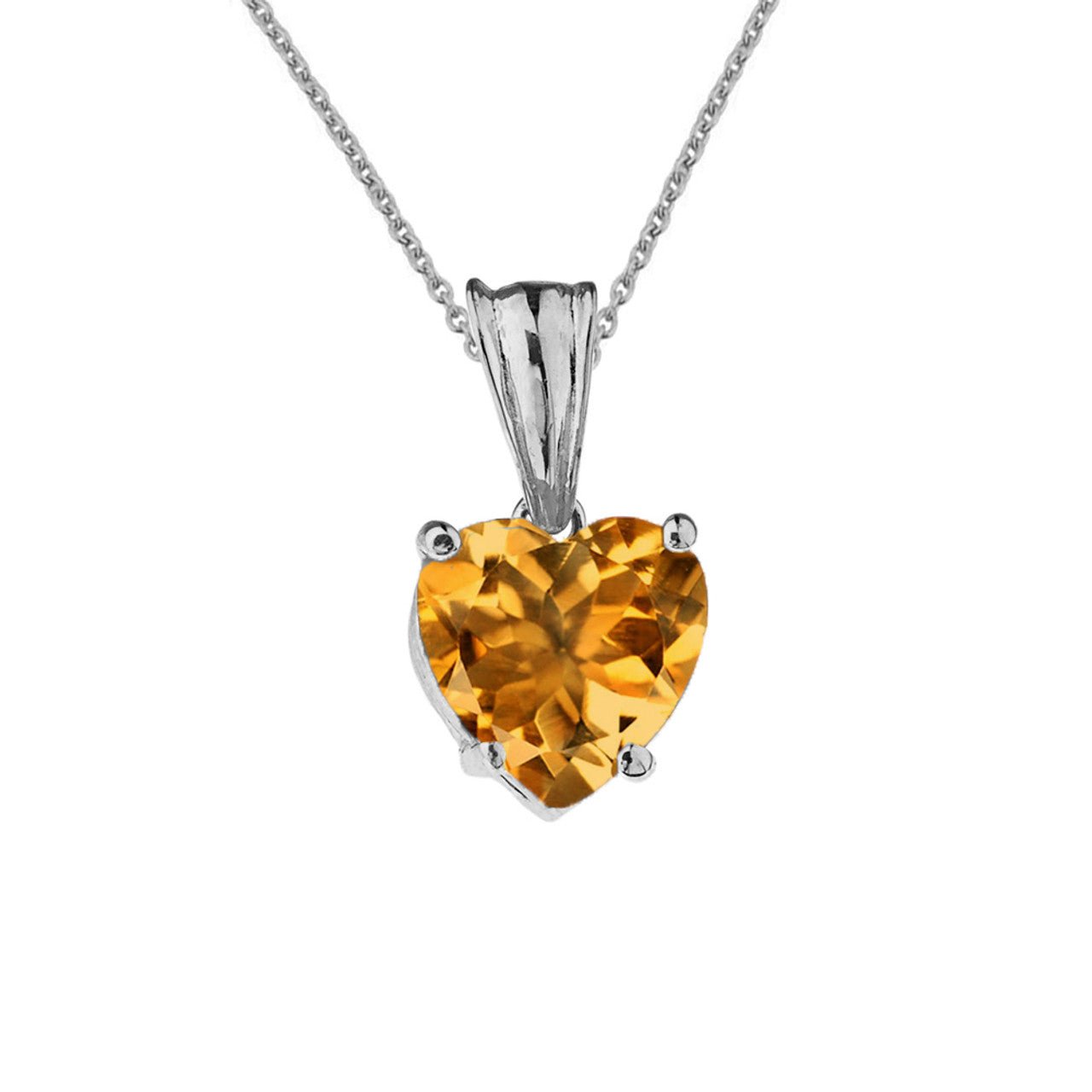 White Gold Heart Personalized Birthstone Pendant Necklace, view 14