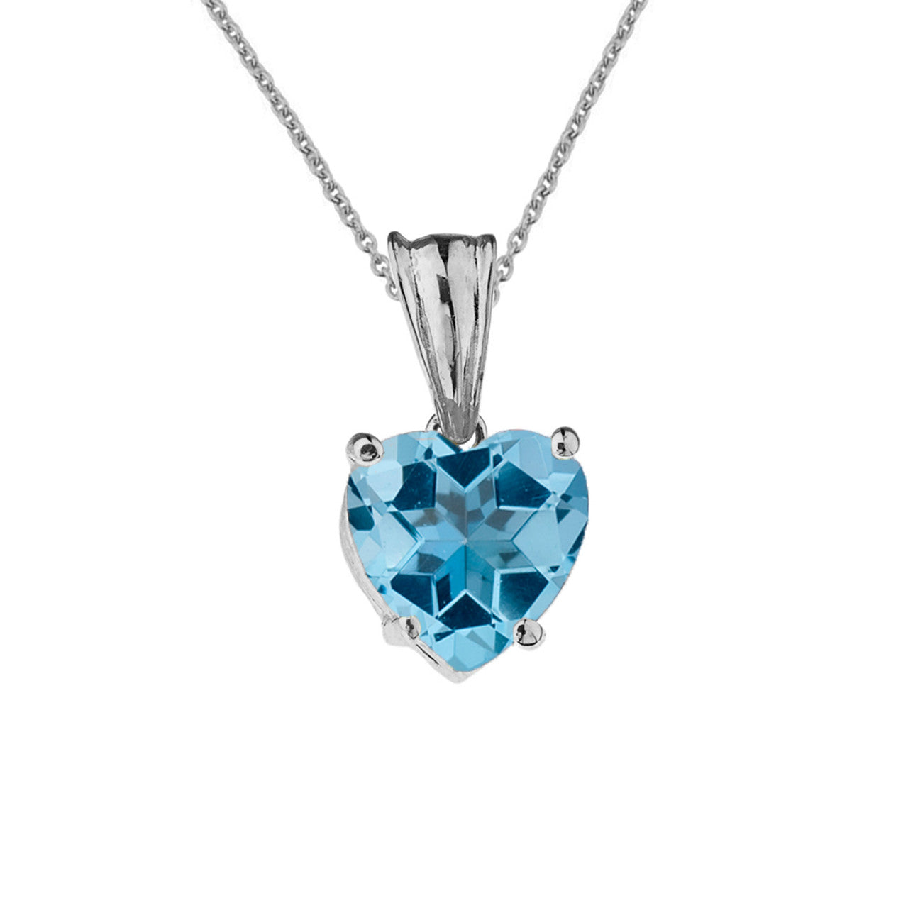 White Gold Heart Personalized Birthstone Pendant Necklace, view 15