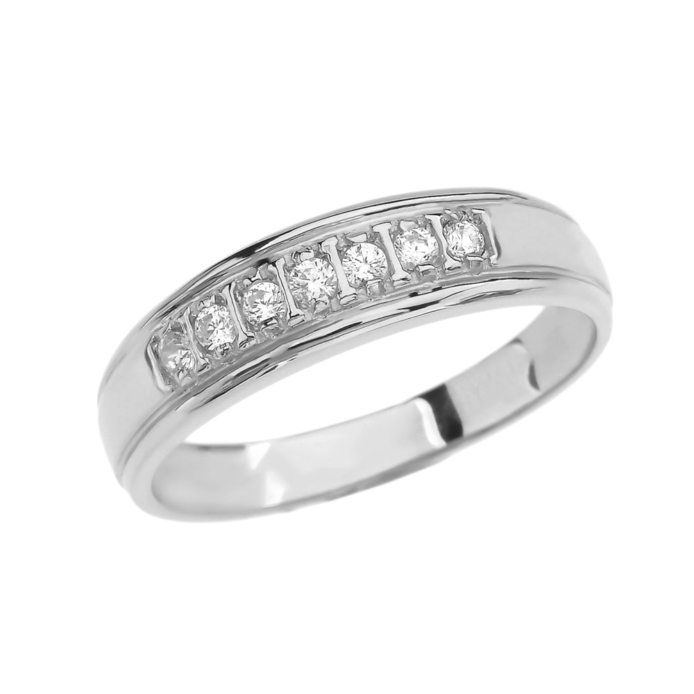 White Gold Men's Diamond Wedding Band Ring