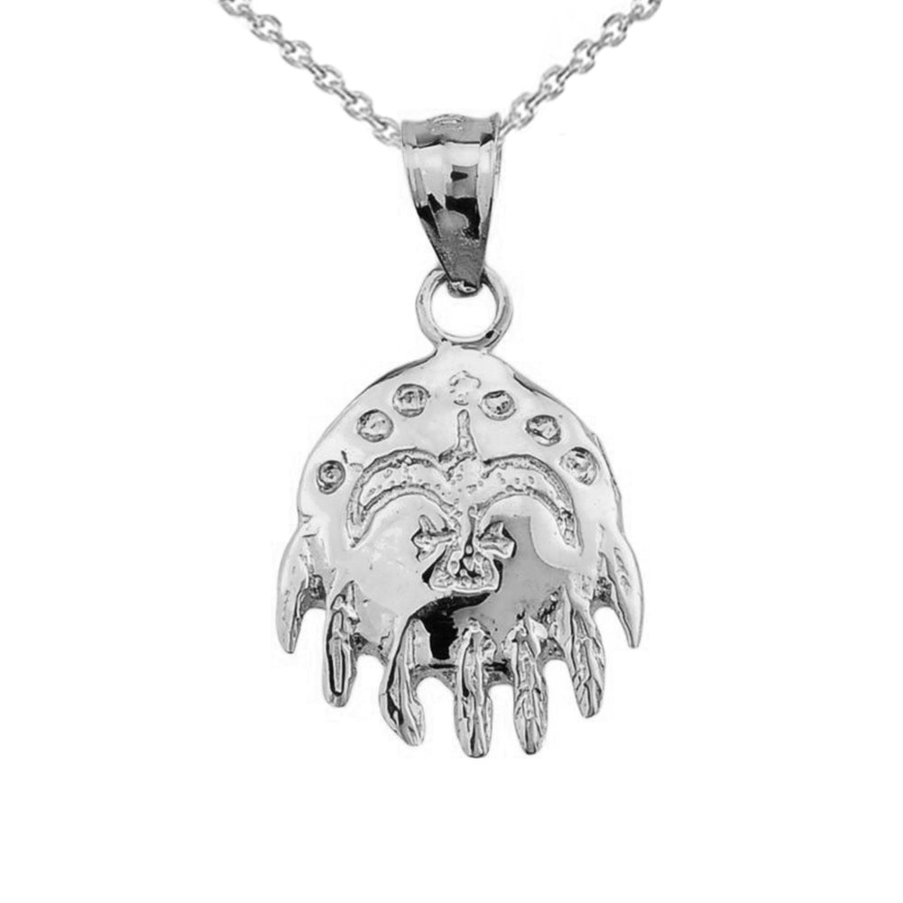 White Gold Native American Indian Pendant Necklace
