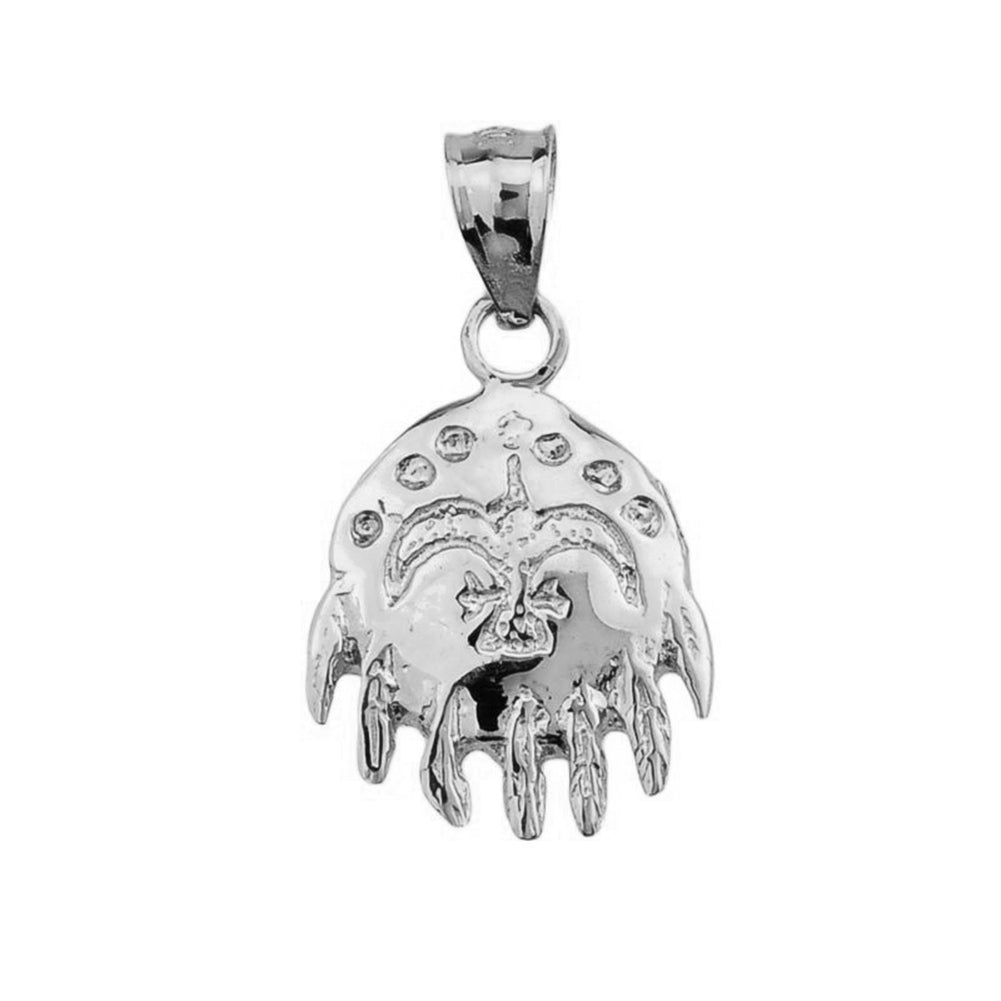 White Gold Native American Indian Pendant Necklace, view 2