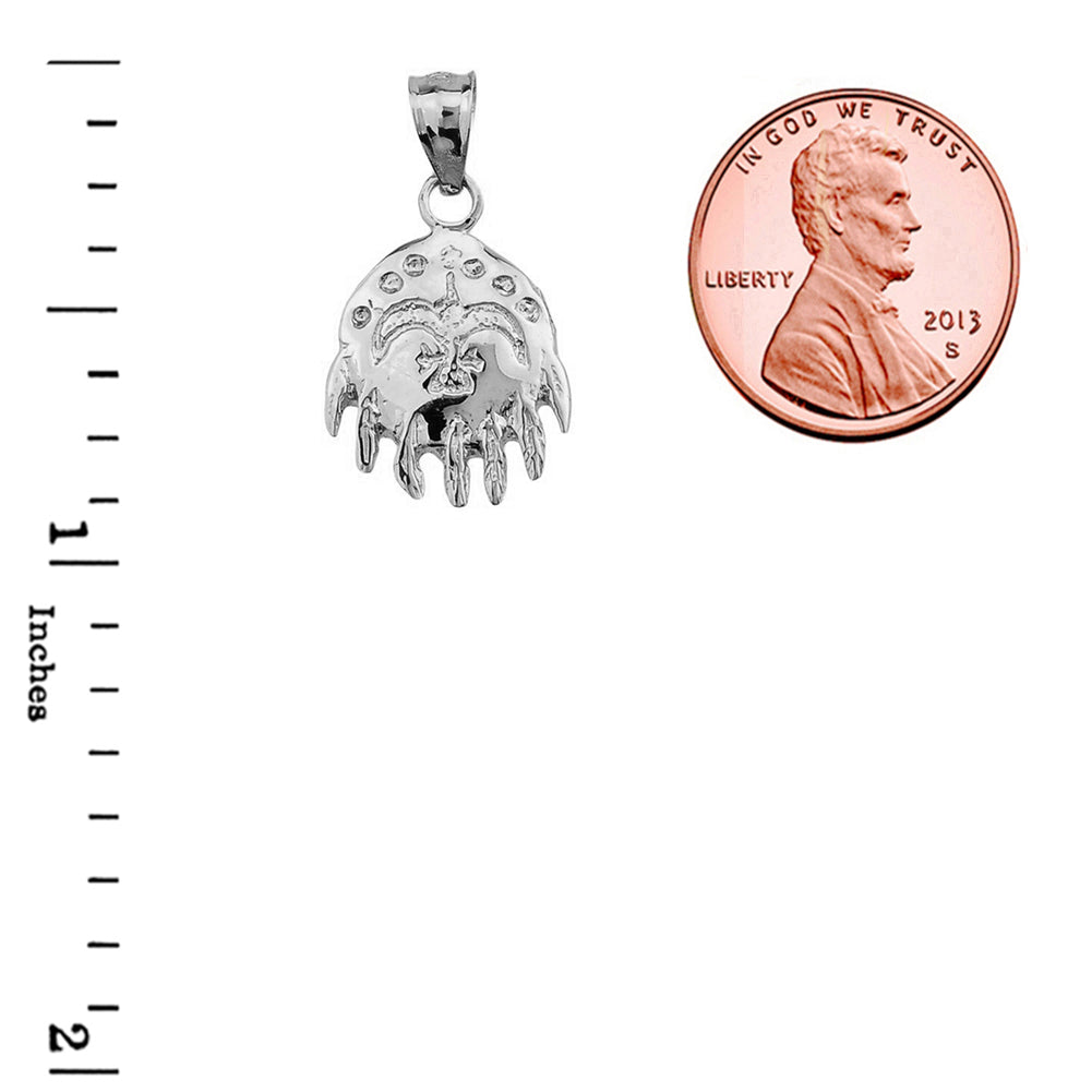 White Gold Native American Indian Pendant Necklace, view 3