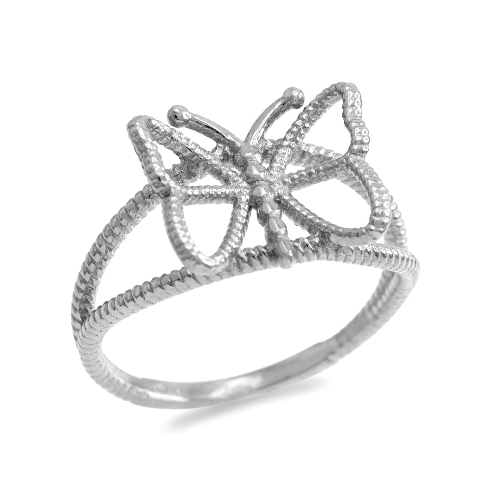 White Gold Open Design Butterfly Ring