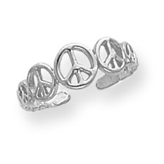 White Gold Peace Toe Ring