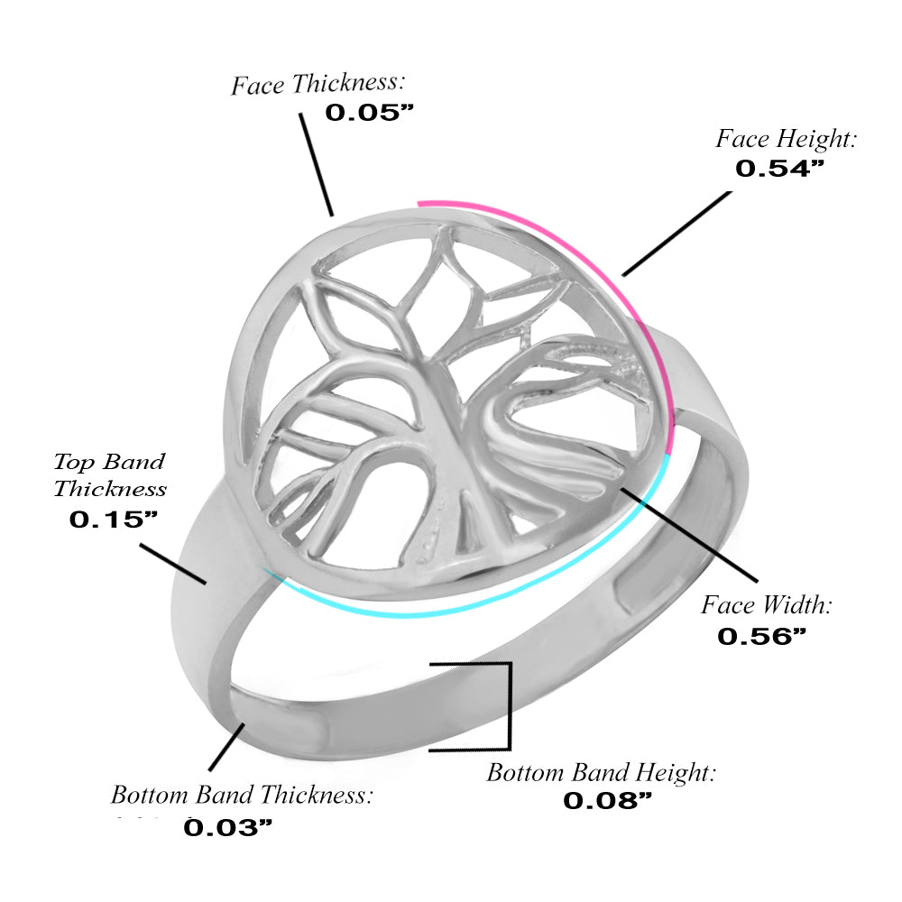 White Gold Tree of Life Circular Filigree Women's Ring, view 2