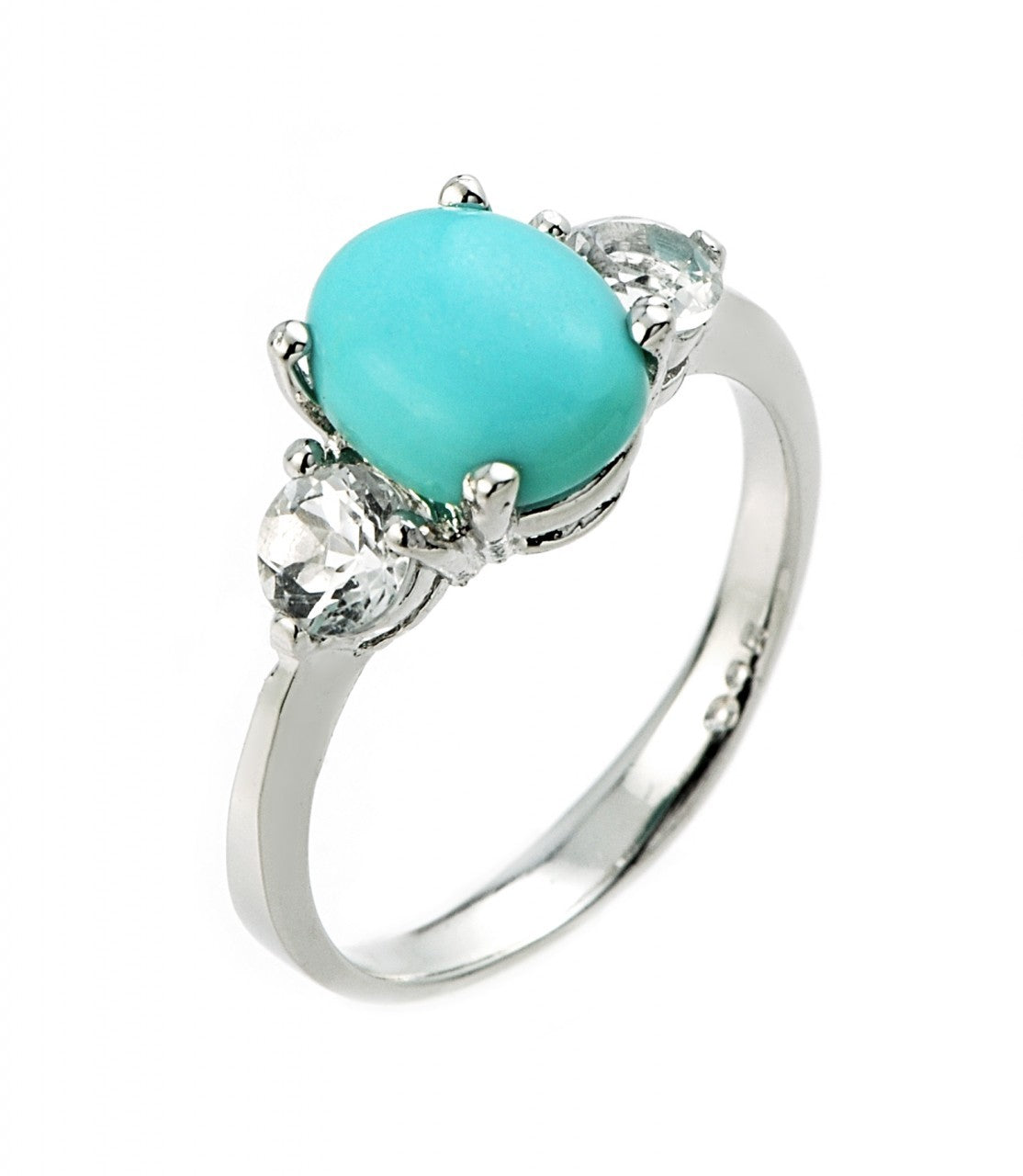 White Gold Turquoise and White Topaz Ring