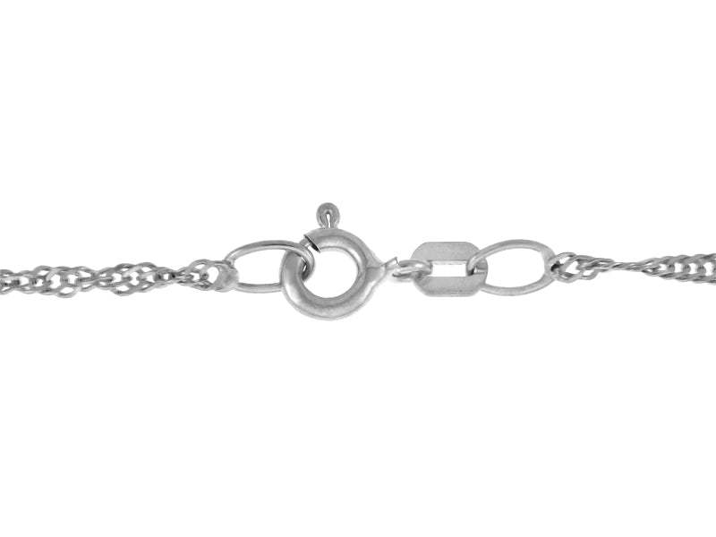 White Gold Women's Singapore Twisted Chain Link Necklace 0.2 mm, view 2