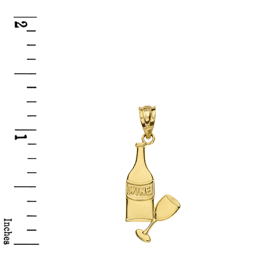 Wine Bottle and Glass Pendant Necklace in Gold, view 3