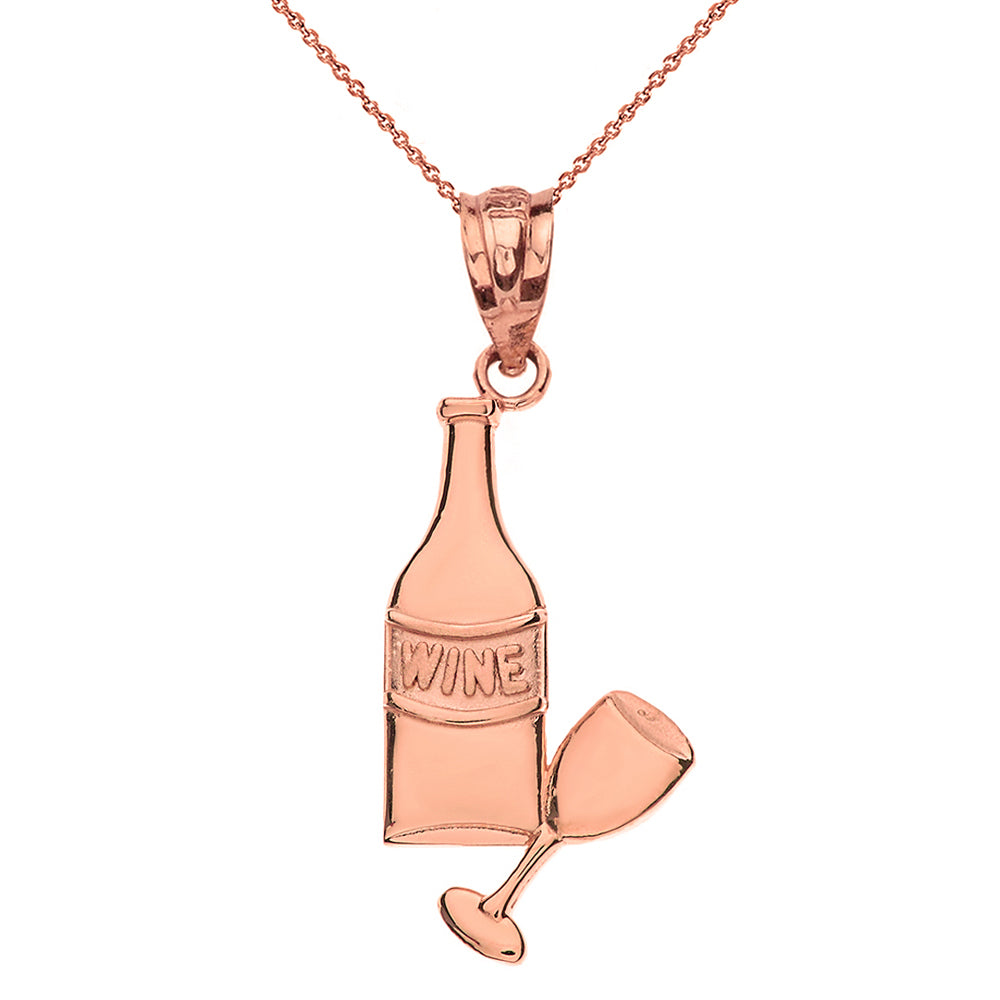 Wine Bottle and Glass Pendant Necklace in Gold, view 4
