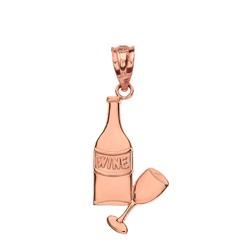 Wine Bottle and Glass Pendant Necklace in Gold, view 5