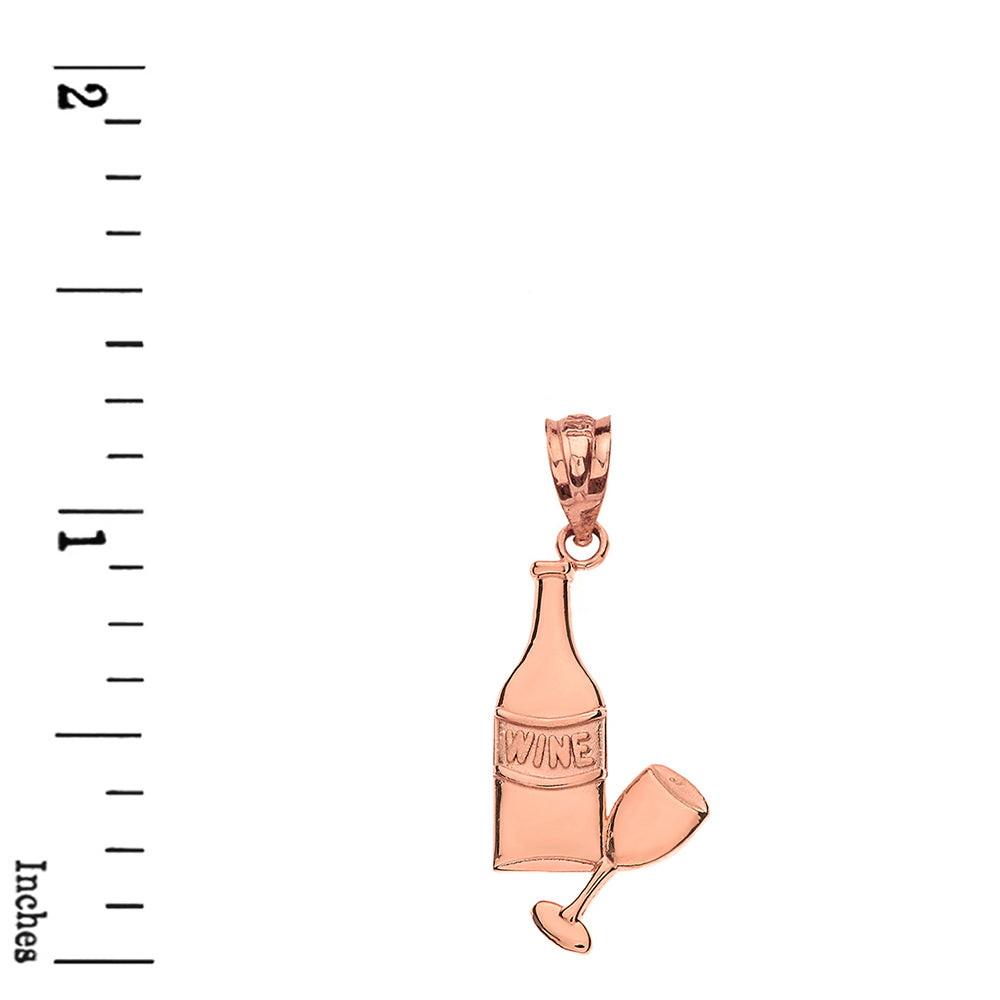 Wine Bottle and Glass Pendant Necklace in Gold, view 6