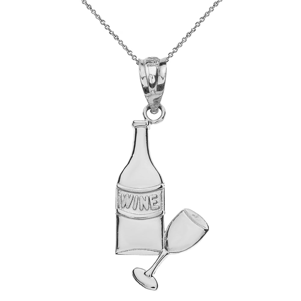 Wine Bottle and Glass Pendant Necklace in Gold, view 7