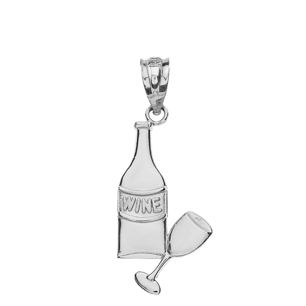 Wine Bottle and Glass Pendant Necklace in Gold, view 8