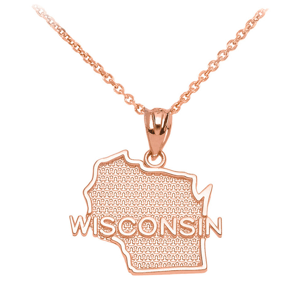 Wisconsin State Map Gold Pendant Necklace, view 2