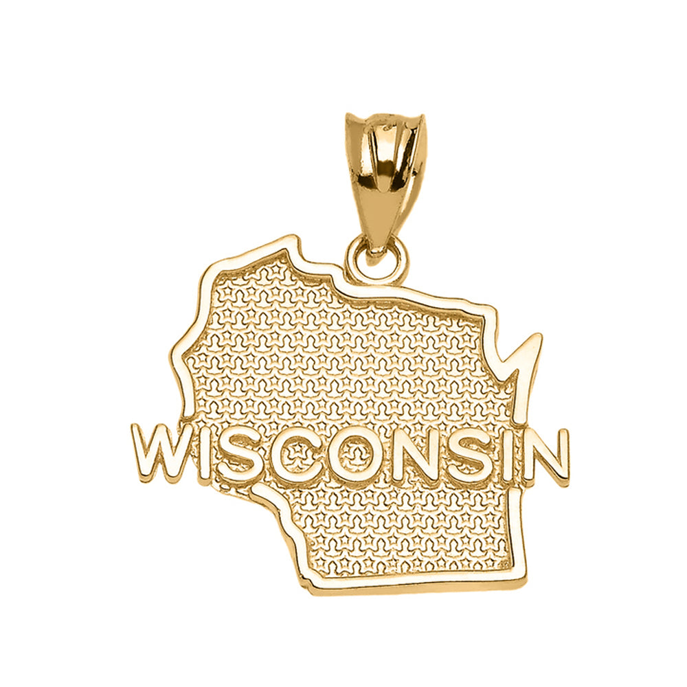 Wisconsin State Map Gold Pendant Necklace, view 5