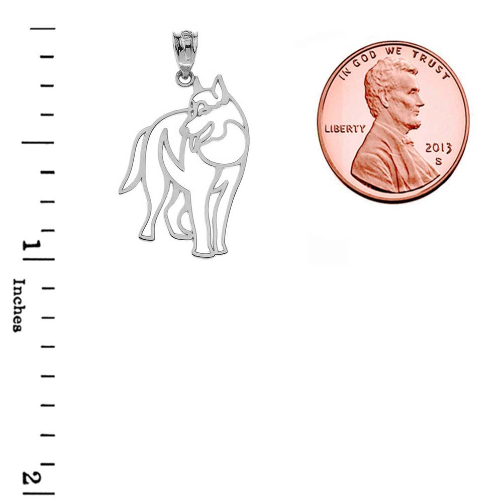 Wolf Cut Out Pendant Necklace in Sterling Silver, view 3