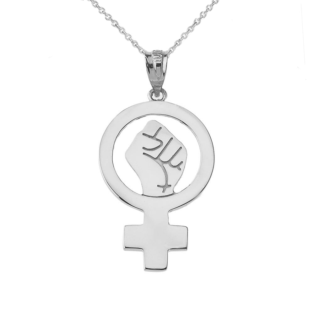 Woman Power Pendant Necklace in Sterling Silver
