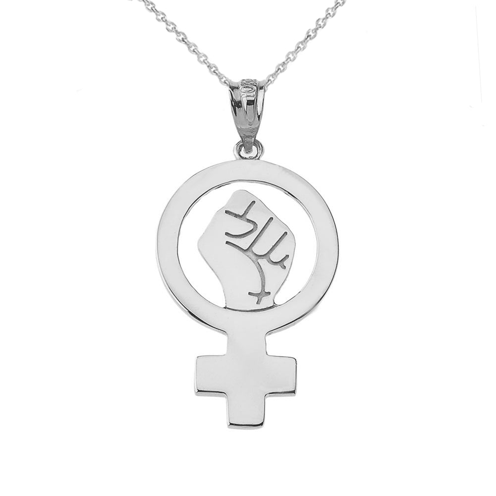Woman Power Pendant Necklace in Sterling Silver