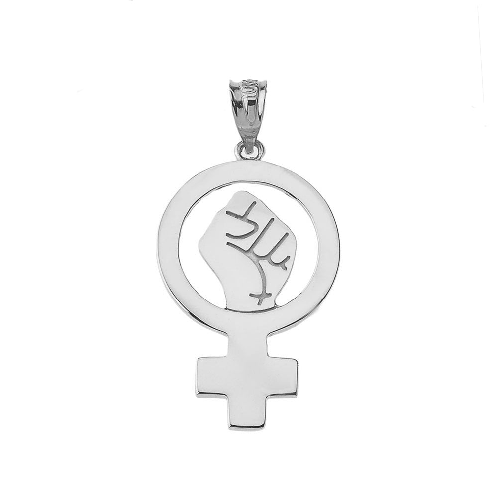 Woman Power Pendant Necklace in Sterling Silver, view 2
