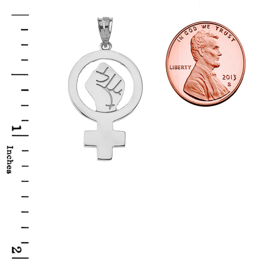 Woman Power Pendant Necklace in Sterling Silver, view 3