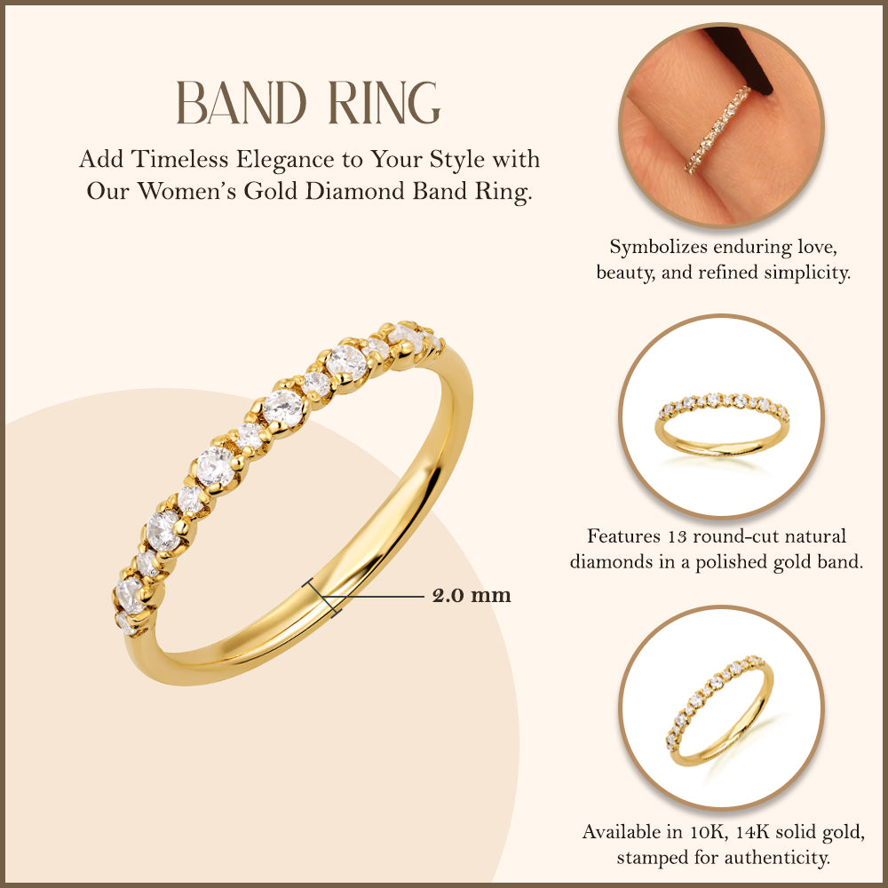 Women’s Gold Diamond Band Ring, view 2