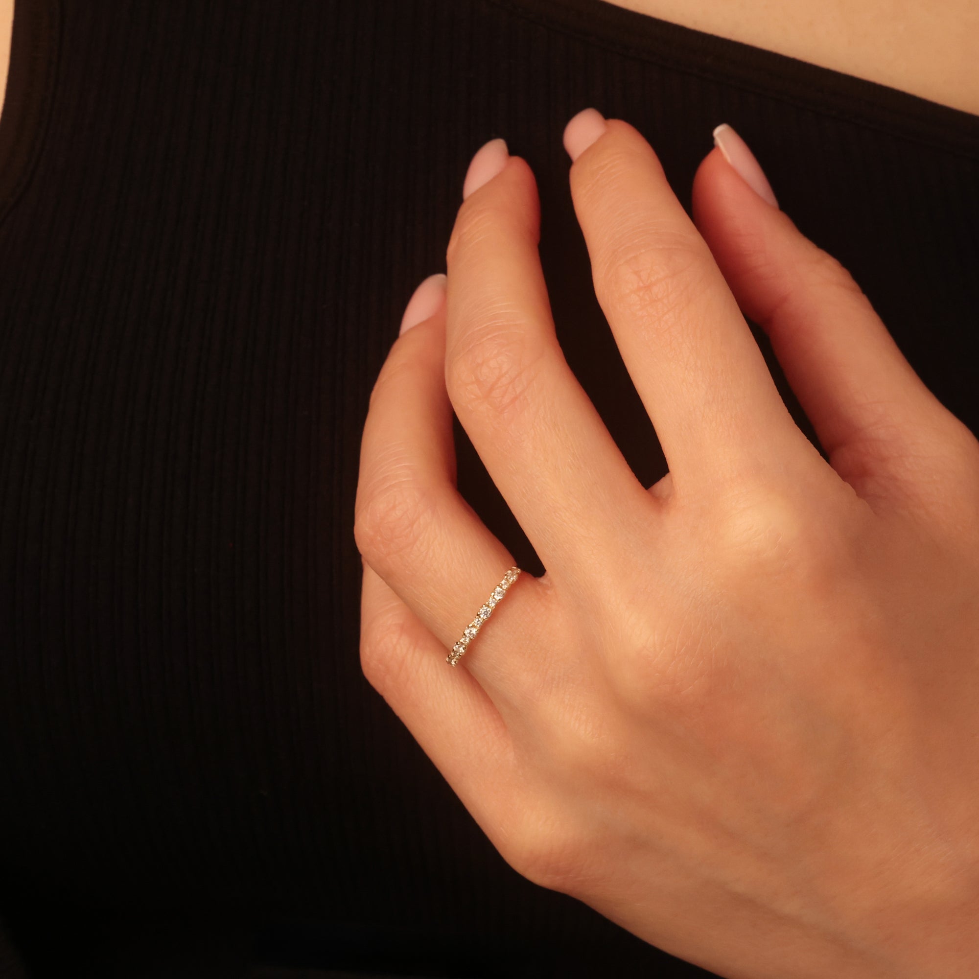Women’s Gold Diamond Band Ring, view 3