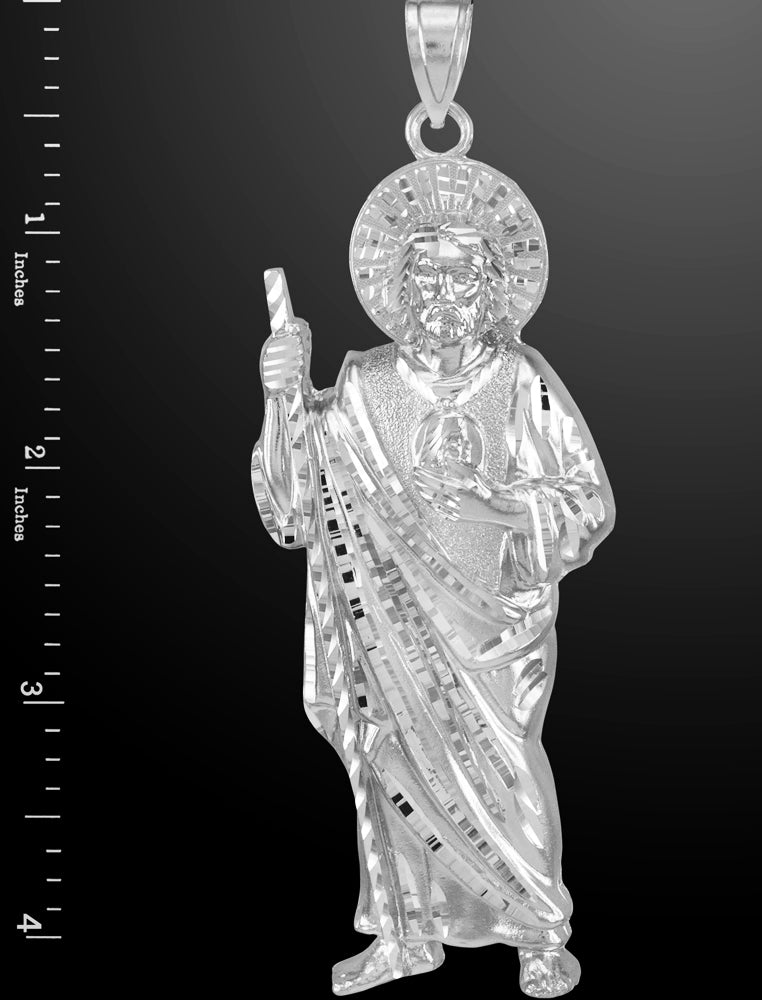 X-Large Sterling Silver St. Jude Pendant, view 2