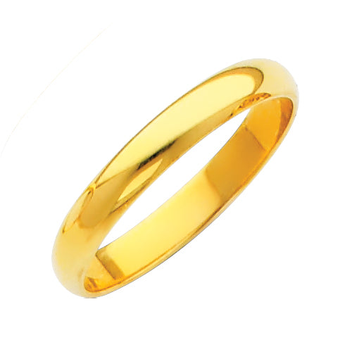 Yellow Gold 3 mm Polished Wedding Band Ring