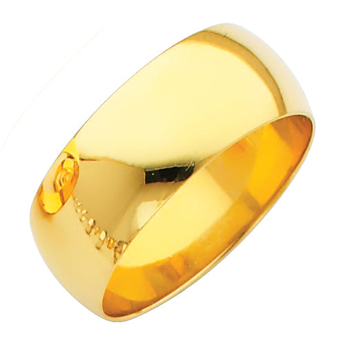 Yellow Gold 8 mm Polished Wedding Band Ring
