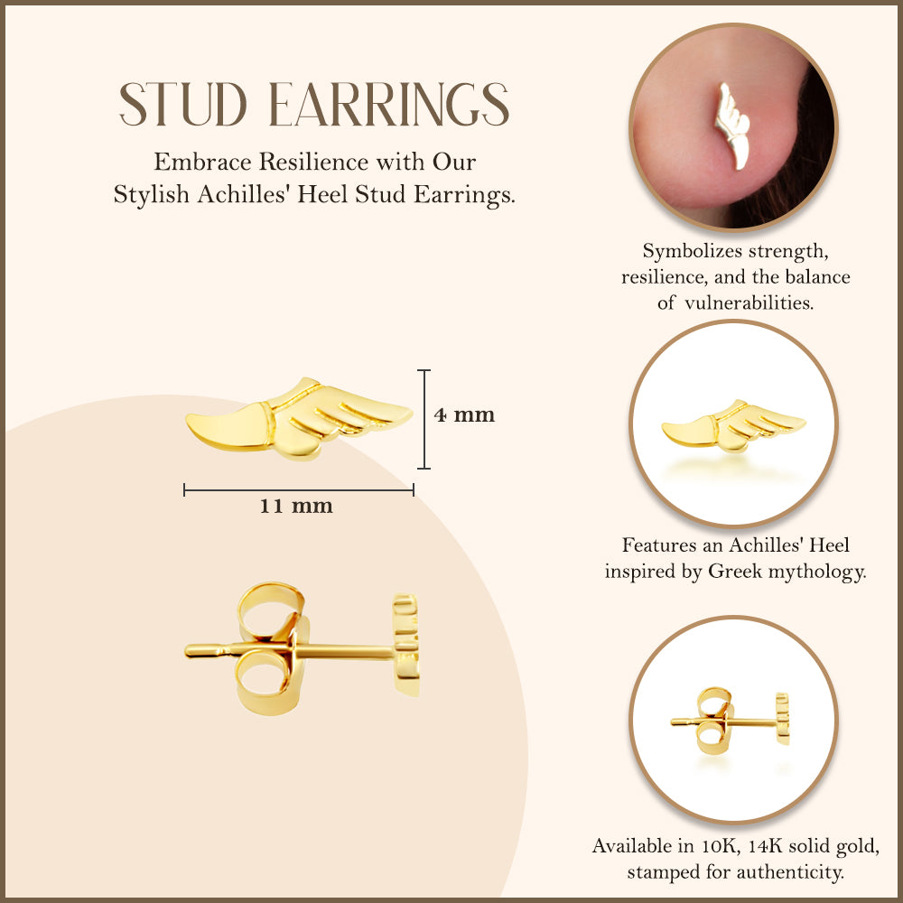 Yellow Gold Achilles' Heel Stud Earrings, view 3