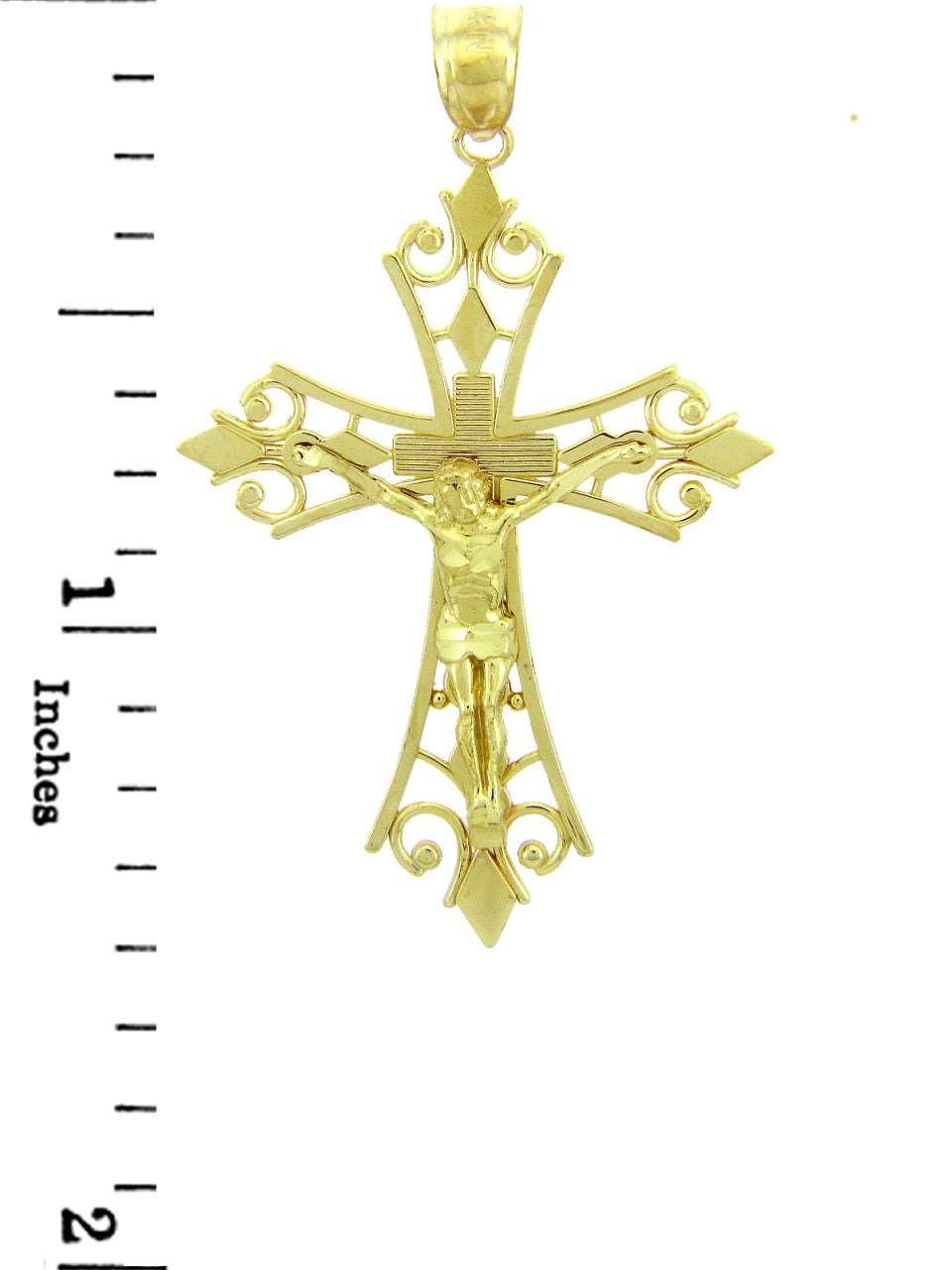 Yellow Gold Agape Crucifix, view 2